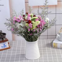 天然干花真花勿忘我小雏菊干花花束家居装饰客厅卧室摆设件|三色勿忘我+情人草+红玫瑰 掌柜搭配好颜色的瓶子