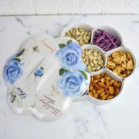 糖果盒干果盒分格带盖坚果盒客厅家用瓜子干果盘欧式创意|蓝色妖姬七格