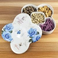 糖果盒干果盒分格带盖坚果盒客厅家用瓜子干果盘欧式创意|蓝色妖姬五格