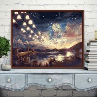 客厅填充装饰画手工油彩画数字油画数码手绘填色减压|G397烟花季节 60*75带内框2.5cm厚(彩板)