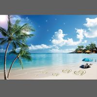 自粘防水仿真风景墙贴山水海景客厅电视背景墙贴纸玻璃贴画3d壁画|款式A 中尺寸:宽120cm*高80cm