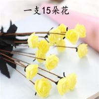 花束pe装饰品摆件卧室单支客厅茶几植物家居仿真小玫瑰假花绢花|黄色2支