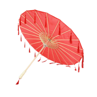 跳舞油纸复古纯色工艺古风舞蹈绘画雨伞大红古典吊顶素面江南|红色流苏 升级木杆伞面直径82cm+收纳袋