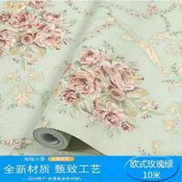 壁纸墙纸自粘卧室温馨背景墙宿舍装饰房间3d立体贴纸墙贴防水|欧式玫瑰绿 [推荐款加厚]60厘米宽10米长