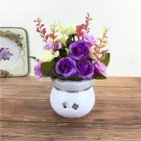 仿真假花草摆件客厅家居茶几摆设塑料花干花束植物小盆栽套装饰品Y6|雪花玫贵族紫小盆栽