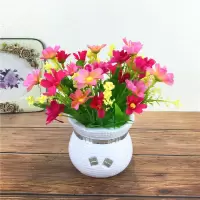 仿真假花草摆件客厅家居茶几摆设塑料花干花束植物小盆栽套装饰品Y6|春菊玫红小盆栽
