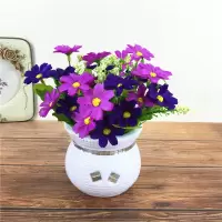 仿真假花草摆件客厅家居茶几摆设塑料花干花束植物小盆栽套装饰品Y6|春菊紫色小盆栽