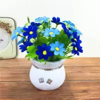 仿真假花草摆件客厅家居茶几摆设塑料花干花束植物小盆栽套装饰品Y6|春菊宝蓝小盆栽