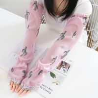 夏季女冰丝袖套薄款蕾丝防晒袖套骑行开车防紫外线臂套X8