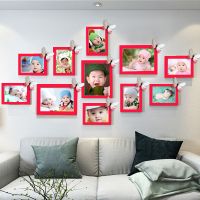 11框相框组合照片墙网红房间装饰ins饰品少女心挂墙卧室客厅墙壁S9|全红色 3个7寸8个5寸(洗11张照片)