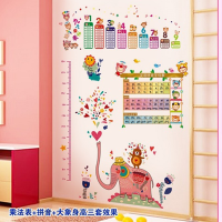 儿童宝宝早教卡通学习墙贴纸九九乘法表英文字母汉语拼音卧室贴画K1|粉色大象+汉语拼音+乘法表