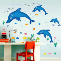 儿童宝宝早教卡通学习墙贴纸九九乘法表英文字母汉语拼音卧室贴画K1|海豚鱼AY7177