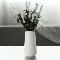简约陶瓷花瓶家居饰品客厅摆件电视柜装饰品干花仿真花小花瓶N1|瑾萱白小号+白薰衣草