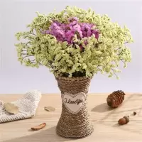 勿忘我干花花束家居摆设客厅装饰摆件花瓶插花干花带花篮A5|粉勿+黄水晶