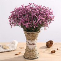 勿忘我干花花束家居摆设客厅装饰摆件花瓶插花干花带花篮A5|紫红色水晶草