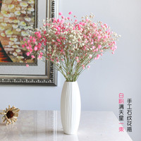 云南天然干花花束花+花瓶套餐情人节礼物G8|粉白一束+手工石纹花瓶