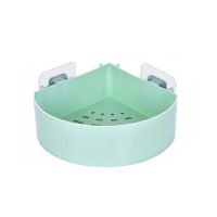 卫生间置物架壁挂浴室置物架免打孔厕所吸壁式吸盘卫浴收纳三角架F1|北欧绿 2个三角形+1个长方形（共三个）