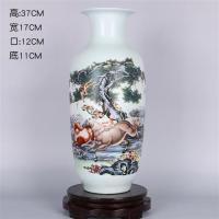 222器花瓶客厅摆件插花粉彩花鸟家居装饰品小花瓶O8|马到成功(送底座)