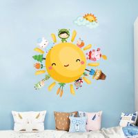 卡通动物墙贴纸儿童房间幼儿园墙面装饰贴画楼梯间墙壁布置贴纸P8|5018动物太阳