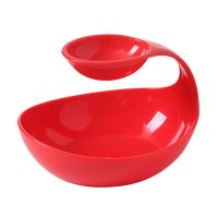 时尚塑料家用创意果盘懒人果盘水果盘客厅茶几干果零食蘸酱P1|团圆红