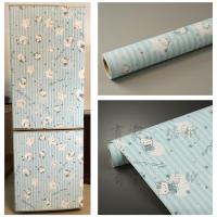 2米冰箱空调贴纸防油厨房橱柜家具翻新贴衣鞋柜贴纸餐桌防水自粘X7|蓝色小猫:2米长*60厘米宽