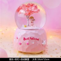 汉服女孩水晶球音乐盒飘雪少女心旋转八音盒儿童女生生日礼物W9|天使女孩站 中号音乐+彩灯+自动飘雪
