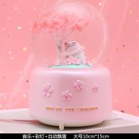 汉服女孩水晶球音乐盒飘雪少女心旋转八音盒儿童女生生日礼物W9|猫 大号音乐+彩灯+自动飘雪
