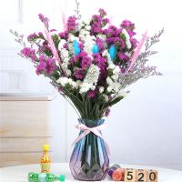 干花花束客厅装饰摆件真花勿忘我鲜花花卉雏菊家居花瓶I9|红白勿+蓝兔尾+粉麦穗 带蓝红色花瓶