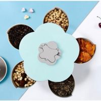 同款能花瓣收纳糖果盒客厅花样创意旋转家用干果盒果盘D8|北欧蓝带手机架