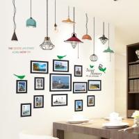 墙贴自粘个性创意卧室墙面温馨餐厅墙上贴画装饰品墙壁墙纸墙贴纸U3|吊灯+风景仿木相框组 大