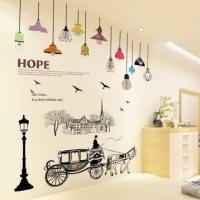 墙贴自粘个性创意卧室墙面温馨餐厅墙上贴画装饰品墙壁墙纸墙贴纸U3|韩式吊灯+英伦马车 大