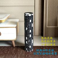 3d简约仿陶瓷花瓶客厅落地大树脂花瓶装饰花器摆件花桶花盆摆设A8|黑色 竹子节节高
