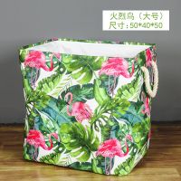 同款衣服收纳箱大号储物整理箱子收纳袋被子衣物布艺折叠家用Y0|[火烈鸟款]3层加厚带收口 长35*宽25*高27cm