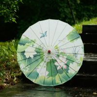 油纸伞女古风舞蹈旗袍走秀拍照道具演出伞吊顶古典装饰油纸工艺伞Y9|02皱鸟戏莲 直径82cm