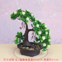 客厅餐桌面塑料假花仿真花套装饰品家居盆栽小摆件室内摆设花艺K0|石盆+长春树白色