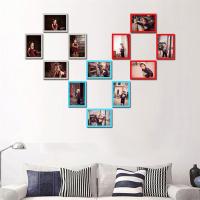 12框心形照片墙简约创意挂墙装饰相框儿童相框墙面挂画7寸相片墙A0|4银4红4蓝 12个7寸[送墙贴]