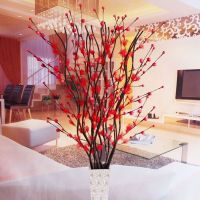 仿真花叶脉腊梅干花牡丹假花客厅玄关落地摆放新内办公室装饰X7|红色 富贵大牡丹不含瓶