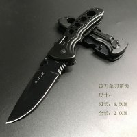 户外刀具防身军工刀硬度能军刀野外求生小刀随身刀折叠刀V3|黑色DA55