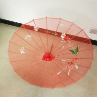 广场舞蹈道具伞走秀模特拍照工艺绸布表演出透明娟纱伞|大红透明 伞面直径76合拢长52左右