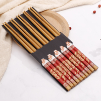 5双装精品筷子中式日式楠竹筷家用温热转印套装 竹筷一人一筷K5|红龙(收藏)(送两双儿童筷)