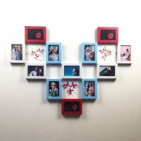 心型12框照片墙相框网红房间装饰品ins少女心女生|天蓝色+白色+红色[赠12只蝴蝶] 12个8寸相框+洗12张8寸照片