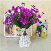 新品桌面仿真花假花塑料花套装客厅餐桌小盆栽摆件卧室茶几装饰花盆景摆设U2|4束+花瓶(紫色)