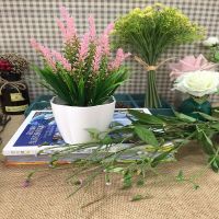 假花小盆栽摆件客厅室内摆设塑料花仿真花草套装饰品家居茶几花艺Z4|麦草粉色