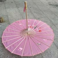 舞蹈道具台旗袍走秀伞工艺实心木杆子升级结实款广场舞出嫁女用伞|粉色 竹竿子+木卡子+绒线