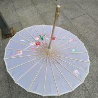 舞蹈道具台旗袍走秀伞工艺实心木杆子升级结实款广场舞出嫁女用伞|白色 实心木杆子+不锈钢卡子+结实白线