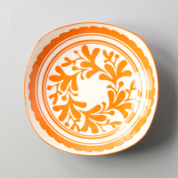 8英寸方盘子 四方形家用菜盘网红创意餐具碟子水果装菜深盘子U3|8英寸深方盘-橙色伊斯