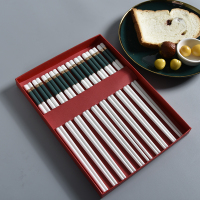 筷子家用骨瓷北欧祖母绿轻奢防霉耐温网红餐具档环保insF3|10双祖母绿礼盒装