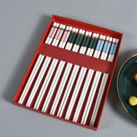 筷子家用骨瓷北欧祖母绿轻奢防霉耐温网红餐具档环保insF3|3双蓝3双粉红4双祖母绿礼盒装