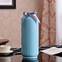 源头厂家水培陶瓷小清新花瓶摆件客厅创意简约时尚干花插花器美式装饰干花鲜花百合玫瑰富贵竹菊花家居装饰品Y5|蓝色大号不含花