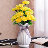 源头厂家水培陶瓷小清新花瓶摆件客厅创意简约时尚干花插花器美式装饰干花鲜花百合玫瑰富贵竹菊花家居|白色小号加2束芍药花